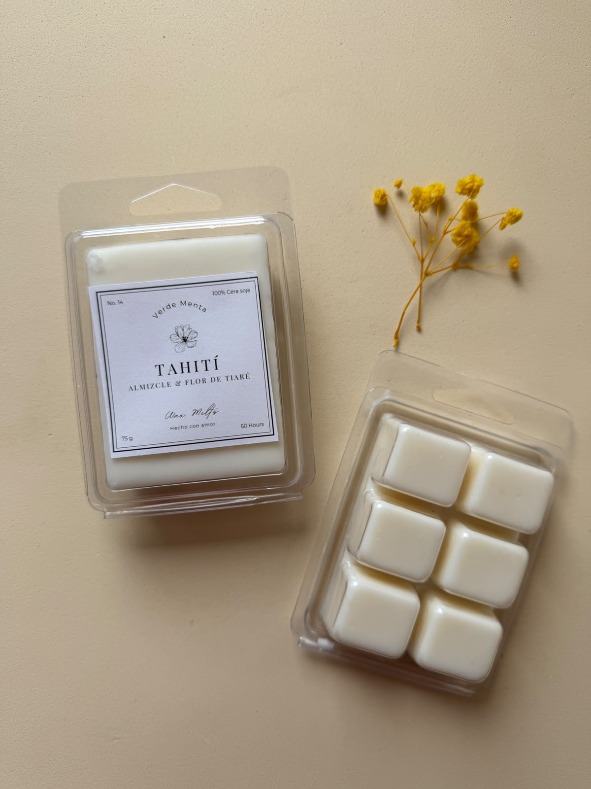 tableta cera aromatica almizcle y flor de tiare