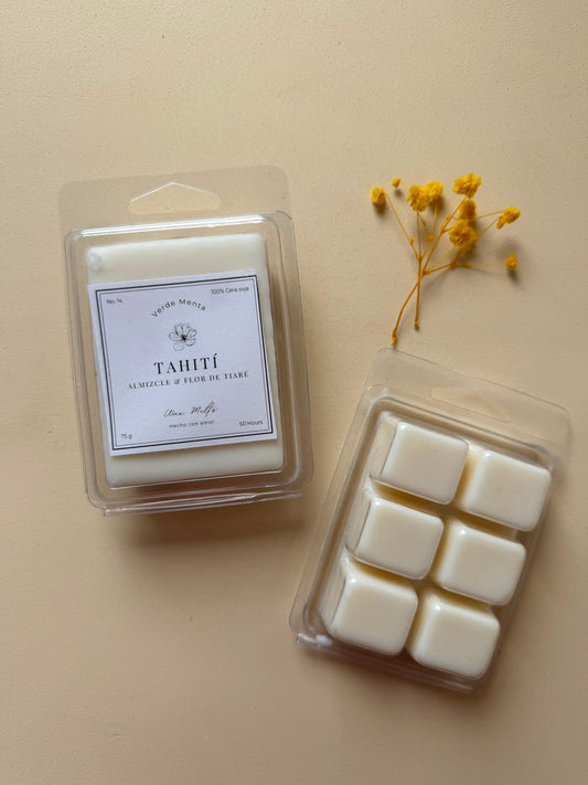 tableta cera aromatica almizcle y flor de tiare