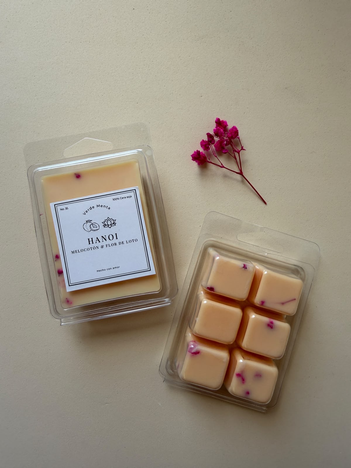 tableta cera aromatica melocoton y flor de loto