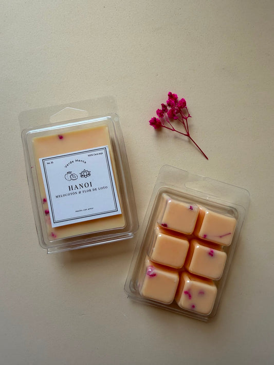 tableta cera aromatica melocoton y flor de loto